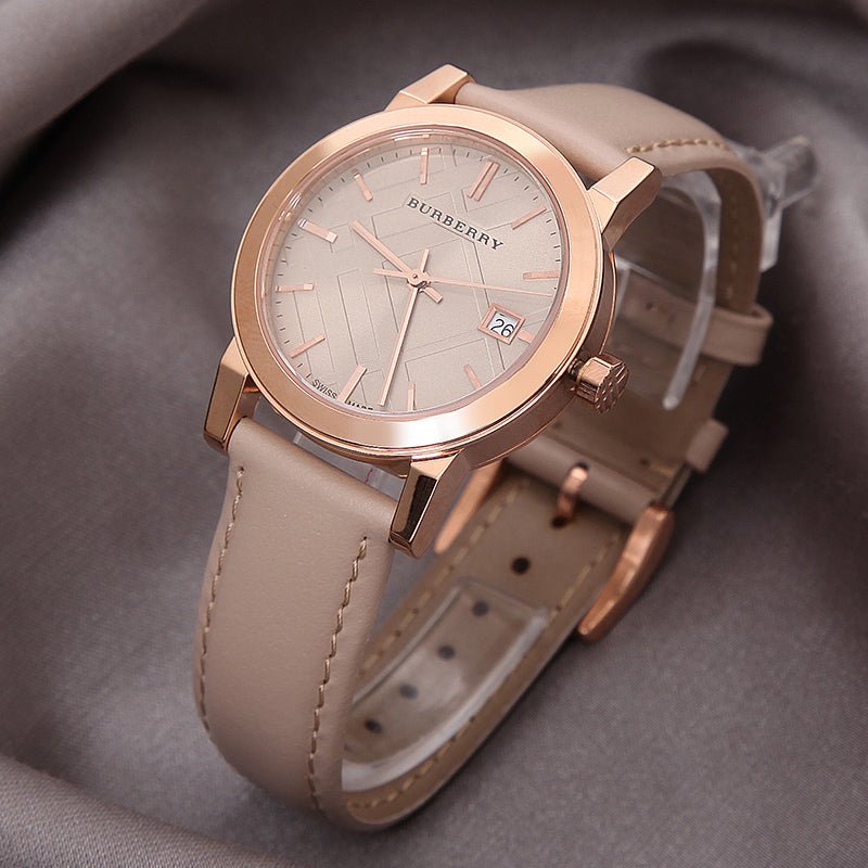 Burberry The City Beige Dial Beige Leather Strap Watch for Women - BU9109 Buy Now By Burberry