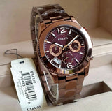 Fossil Perfect Boyfriend Multifunction Maroon Dial Maroon Steel Strap Watch for Women - ES4110 Buy Now By Fossil