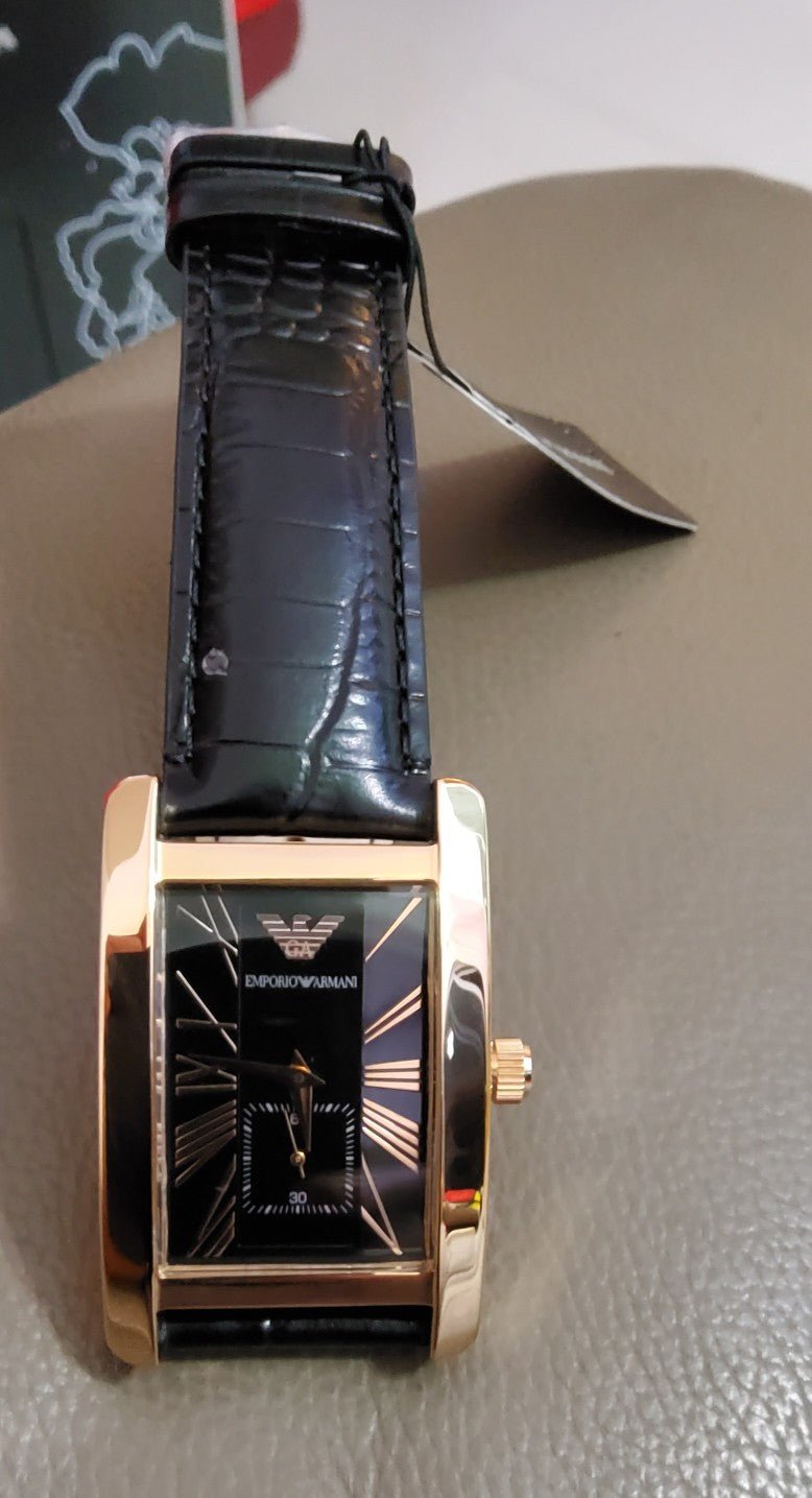 Emporio Armani Classic Black Dial Black Leather Strap Watch For Men - AR0168 Buy Now By Emporio Armani