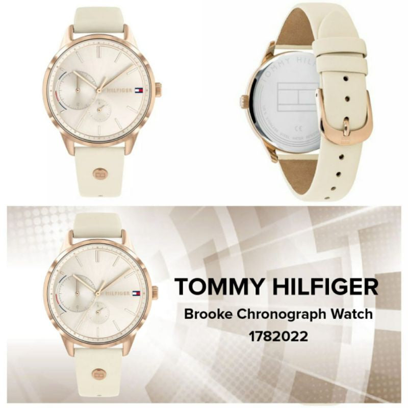 Shop Tommy Hilfiger Brooke Quartz White Dial Cream Leather Strap Watch for Women - 1782022 in USA
