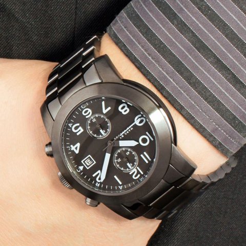 Marc Jacobs Larry Chronograph Black Dial Black Steel Strap Watch for Men - MBM5032 Buy Now By Marc Jacobs