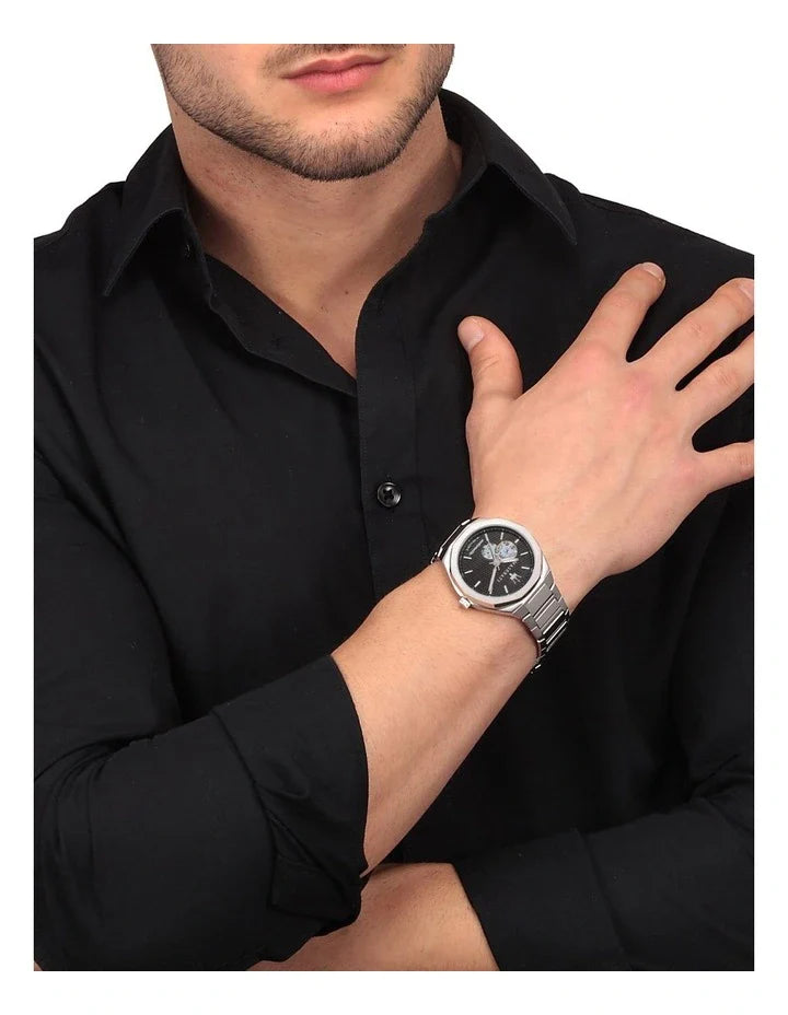Maserati Stile Skeleton Automatic Black Dial Silver Steel Strap Watch For Men - R8823142002 Buy Now By Maserati