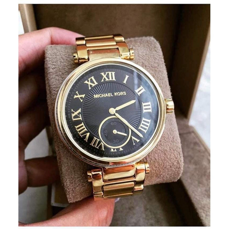Michael Kors Skylar Black Dial Gold Steel Strap Watch for Women - MK5989 Buy Now By Michael Kors