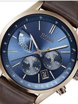 Hugo Boss Grand Prix Blue Dial Brown Leather Strap Watch for Men - 1513604 Buy Now By Hugo Boss