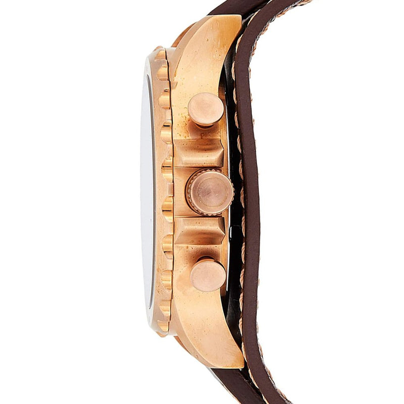 Shop Fossil Nate Chronograph Blue Dial Brown Leather Strap Watch for Men - JR1505 in USA
