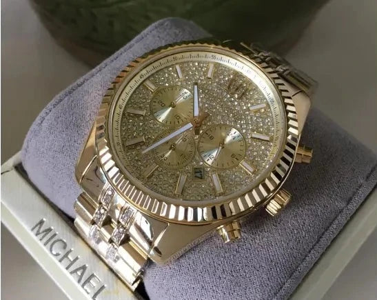 Michael Kors Lexington Chronograph Gold Dial Gold Steel Strap Watch For Men - MK8579 Buy Now By Michael Kors