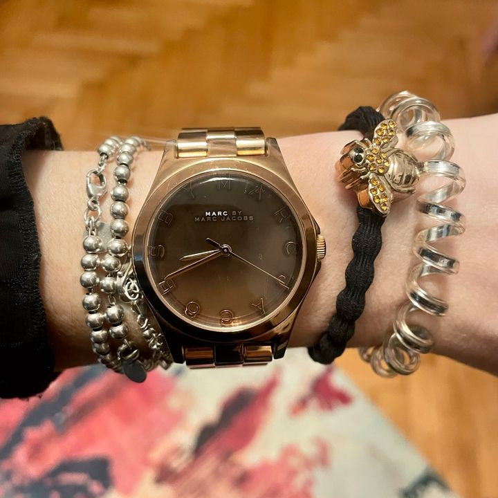Marc Jacobs Henry Rose Gold Dial Rose Gold Steel Strap Watch for Women - MBM3212 Buy Now By Marc Jacobs