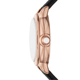 Emporio Armani Mia Three Hand Crystals Silver Dial Black Leather Strap Watch For Women - AR11631 Buy Now By Emporio Armani