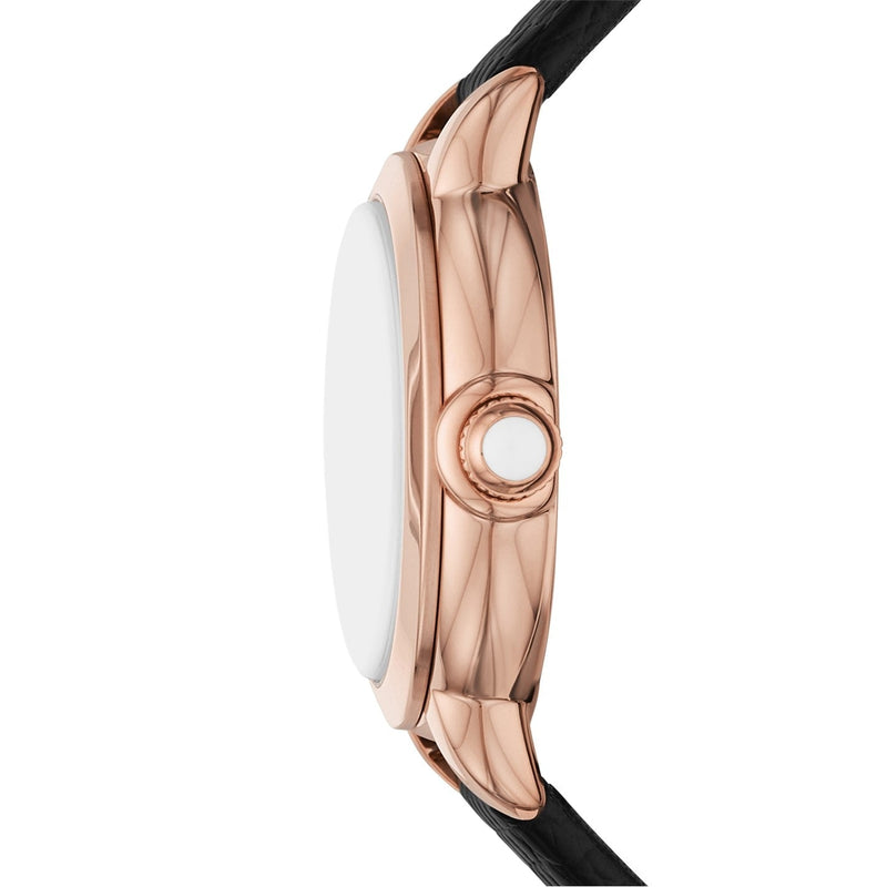 Emporio Armani Mia Three Hand Crystals Silver Dial Black Leather Strap Watch For Women - AR11631 Buy Now By Emporio Armani