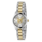 Shop Gucci G Timeless Quartz Diamonds Silver Dial Two Tone Steel Strap Watch For Women - YA1265016 in USA