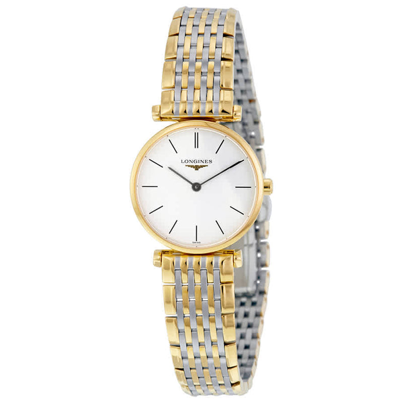 Shop Longines La Grande Classique White Dial Two Tone Mesh Bracelet Watch for Women - L4.209.2.12.7 in USA