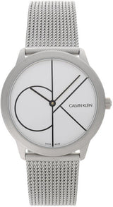 Calvin Klein Minimal White Dial Silver Mesh Bracelet Watch for Women - K3M5215X