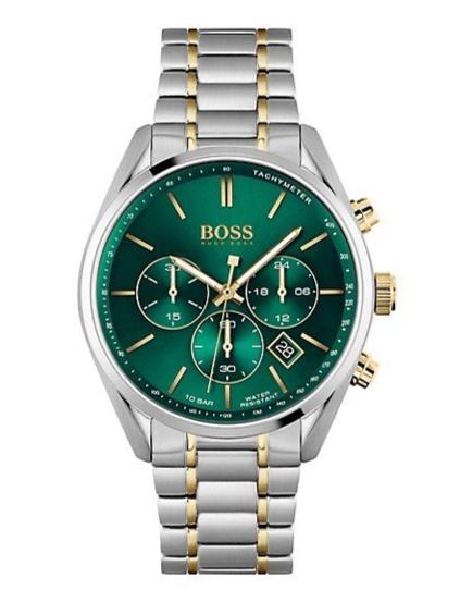Hugo Boss Champion Chronograph Green Dial Two Tone Steel Strap Watch for Men - 1513878 Buy Now By Hugo Boss