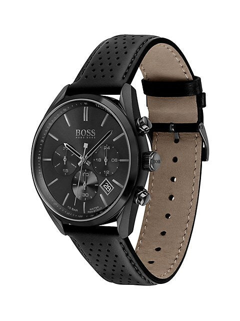 Hugo Boss Grand Prix Black Dial Black Leather Strap Watch for Men - 1513474 Buy Now By Hugo Boss