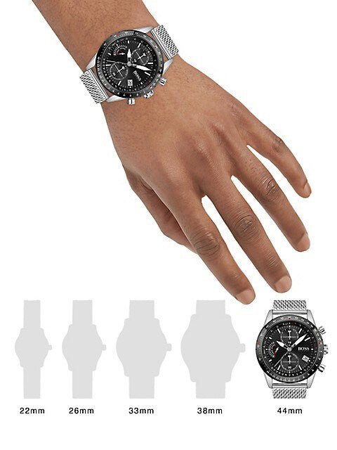 Hugo Boss Pilot Edition Black Dial Silver Mesh Bracelet Watch for Men - 1513886 Buy Now By Hugo Boss