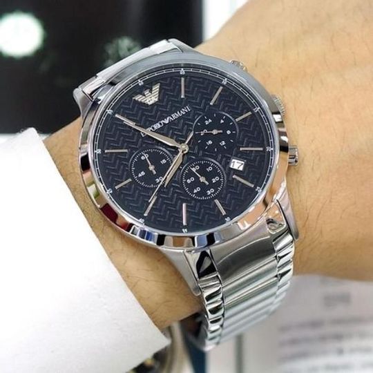 Emporio Armani Renato Chronograph Blue Dial Silver Steel Strap Watch For Men - AR2486 Buy Now By Emporio Armani