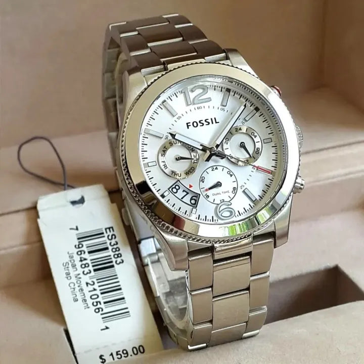 Fossil Boyfriend Multifunction Silver Dial Silver Steel Strap Watch for Women - ES3883 Buy Now By Fossil