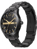 Armani Exchange Hampton Chronograph Black Dial Black Steel Strap Watch For Men - AX2413