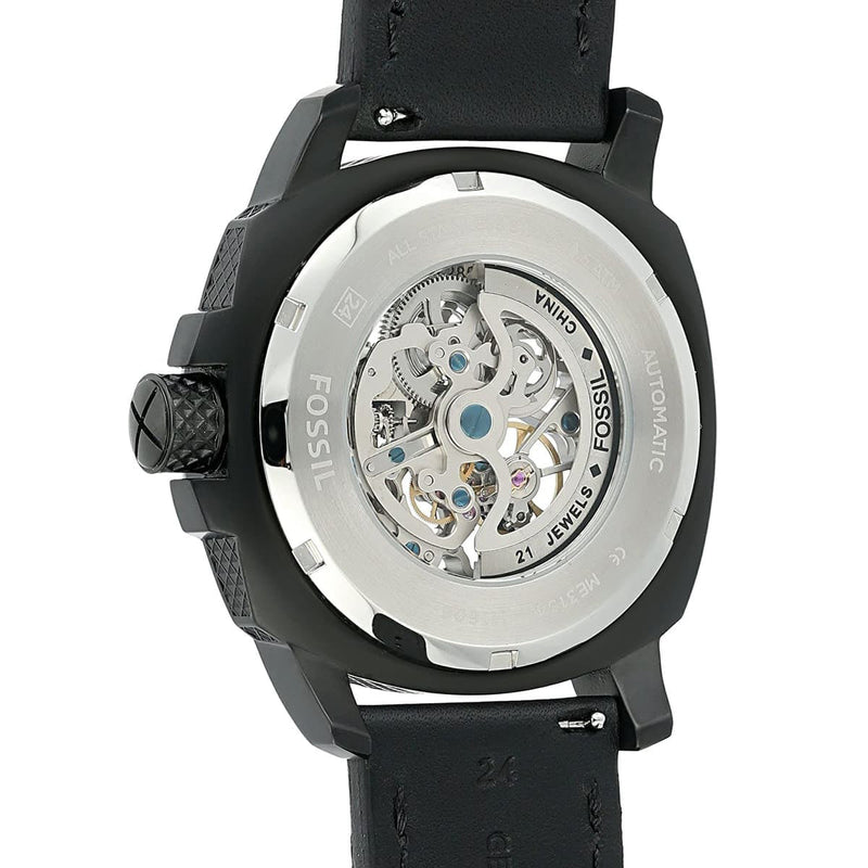 Fossil Modern Machine Automatic Silver Dial Black Steel Strap Watch for Men - ME3080 Buy Now By Fossil