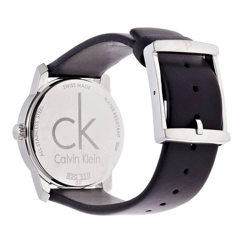 Calvin Klein City Silver Dial Black Leather Strap Watch For Women - K2G231C6 Buy Now By Calvin Klein