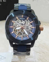 Fossil Modern Machine Automatic Skeleton Blue Dial Two Tone Steel Strap Watch for Men - ME3133 Buy Now By Fossil