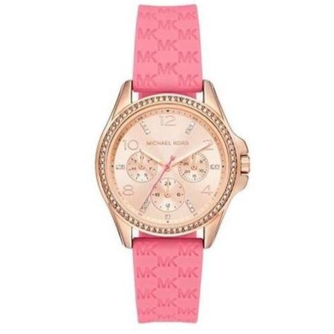 Michael Kors Mini Pilot Quartz Rose Gold Dial Pink Silicone Strap Watch For Women - MK7375 Buy Now By Michael Kors