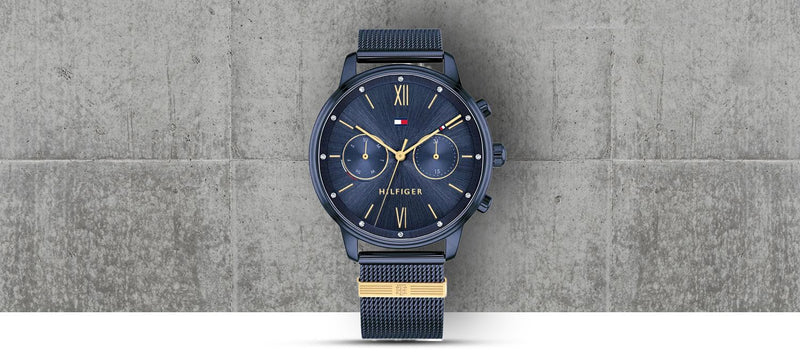 Tommy Hilfiger Blake Quartz Blue Dial Blue Mesh Bracelet Watch for Men - 1782305