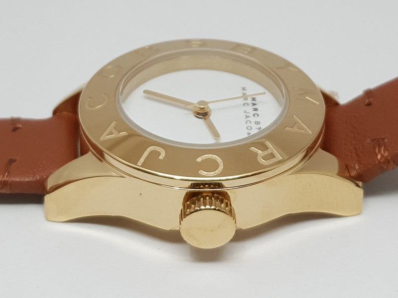Marc Jacobs Mini Blade White Dial Brown Leather Strap Watch for Women - MBM1219 Buy Now By Marc Jacobs