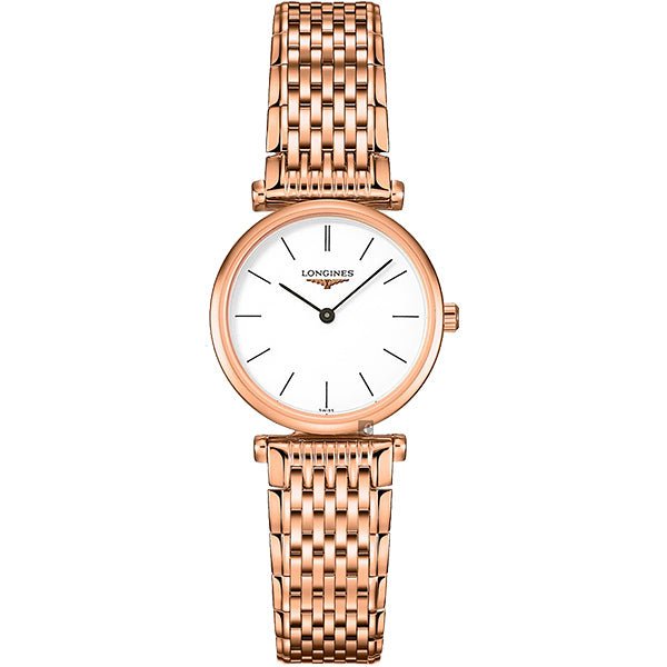 Shop Longines La Grande Classique White Dial Rose Gold Mesh Bracelet Watch for Women - L4.209.1.92.8 in USA