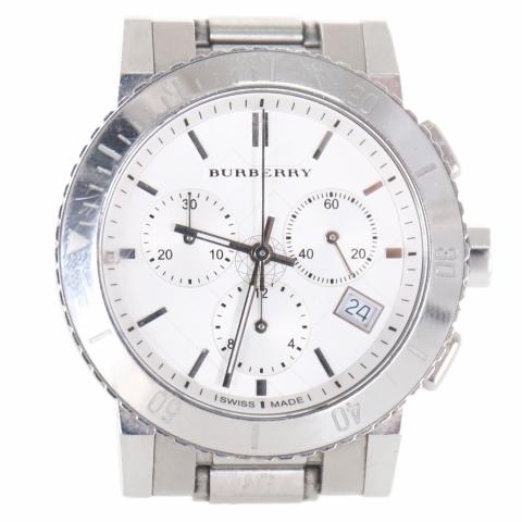 Shop Burberry City Chronograph White Dial Silver Steel Strap Watch For Women - BU9700 in USA