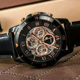 Fossil Grant Sport Automatic Skeleton Black Dial Black Leather Strap Watch for Men - ME3138 Buy Now By Fossil