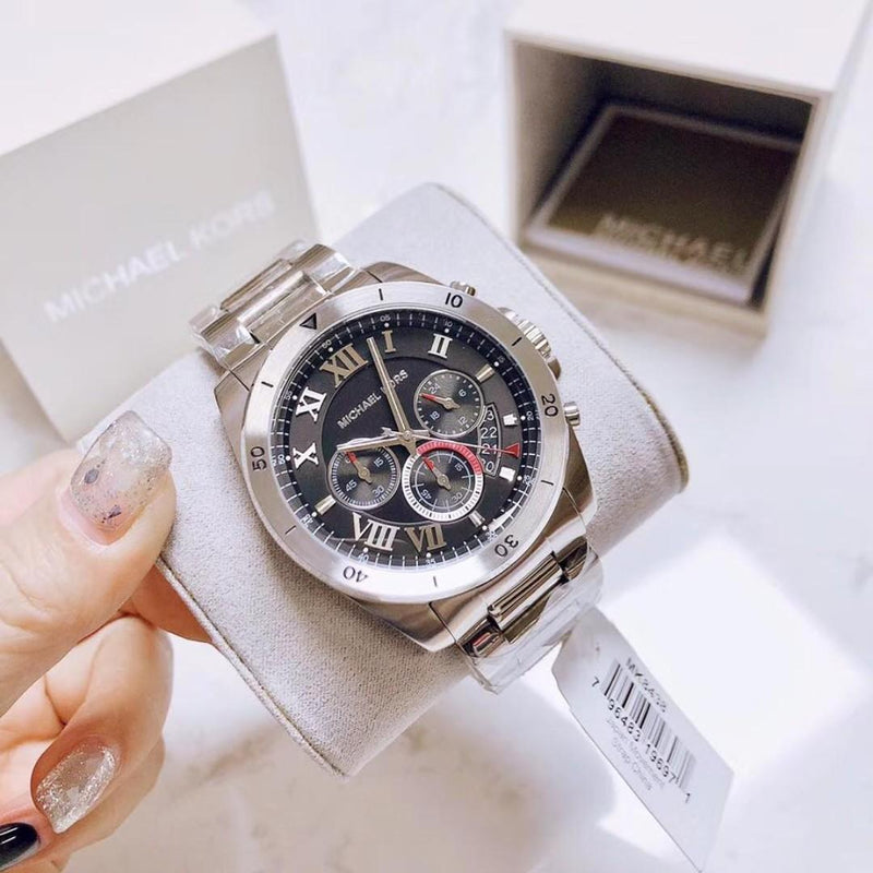 Michael Kors Brecken Chronograph Quartz Black Dial Silver Steel Strap Watch For Men - MK8438 Buy Now By Michael Kors