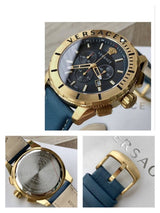 Versace Casual Chronograph Blue Dial Blue Leather Strap Watch for Men - VERG004-18 Buy Now By Versace