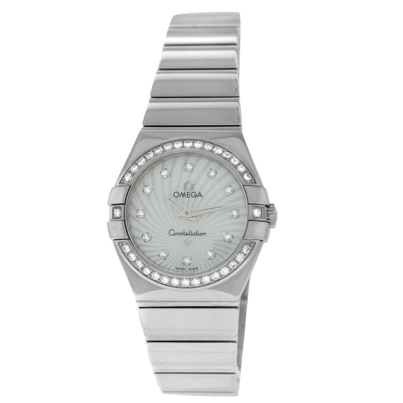 Shop Omega Constellation Quartz Diamonds Silver Dial Silver Steel Strap Watch for Women - 123.15.27.60.55.004 in USA
