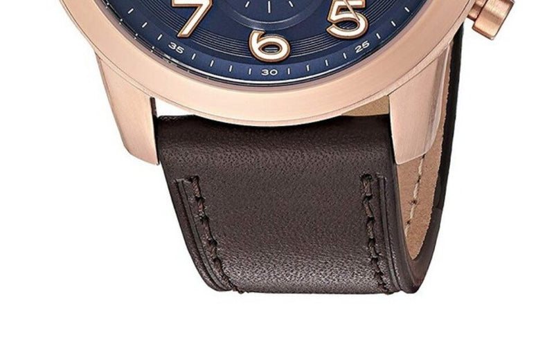 Shop Fossil Pilot 54 Chronograph Blue Dial Brown Leather Strap Watch for Men - FS5204 in USA