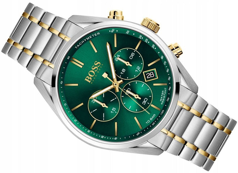 Hugo Boss Champion Chronograph Green Dial Two Tone Steel Strap Watch for Men - 1513878 Buy Now By Hugo Boss