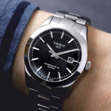 Tissot Gentleman Powermatic 80 Silicium Black Dial Silver Steel Strap Watch For Men - T127.407.11.051.00 Buy Now By Tissot