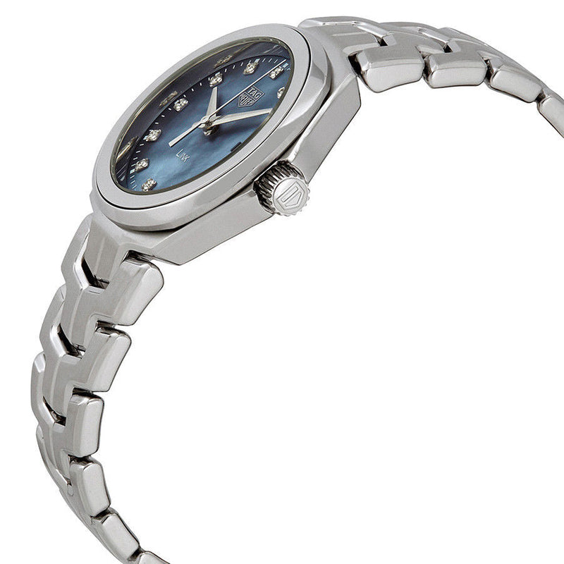 Shop Tag Heuer Link Quartz Diamonds Blue Mother of Pearl Dial Silver Steel Strap Watch for Women - WBC1313.BA0600 in USA