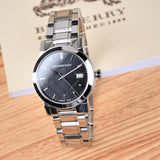 Shop Burberry The City Black Dial Silver Steel Strap Watch for Women - BU9101 in USA