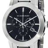 Burberry The City Black Dial Silver Steel Strap Watch for Men - BU9351