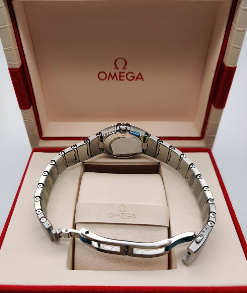 Shop Omega Constellation Manhattan Quartz Diamonds Blue Dial Silver Steel Strap Watch for Women - 131.10.25.60.53.001 in USA