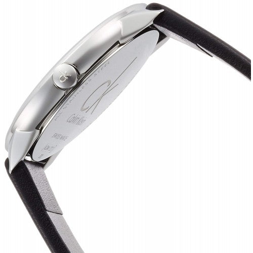 Calvin Klein Minimal Silver Dial Black Leather Strap Watch for Men - K3M221CY Buy Now By Calvin Klein