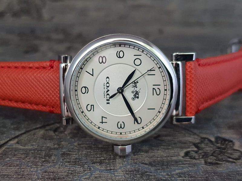 Coach Madison White Dial Red Leather Strap Watch for Women - 14502400 Buy Now By Coach