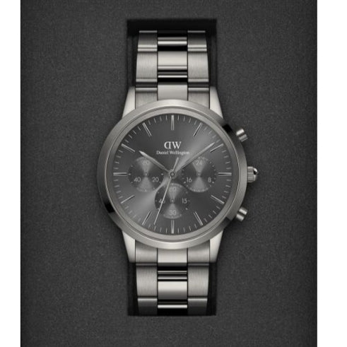 Daniel Wellington Iconic Link Chronograph Grey Dial Grey Steel Strap Watch for Men - DW00100643 Buy Now By Daniel Wellington