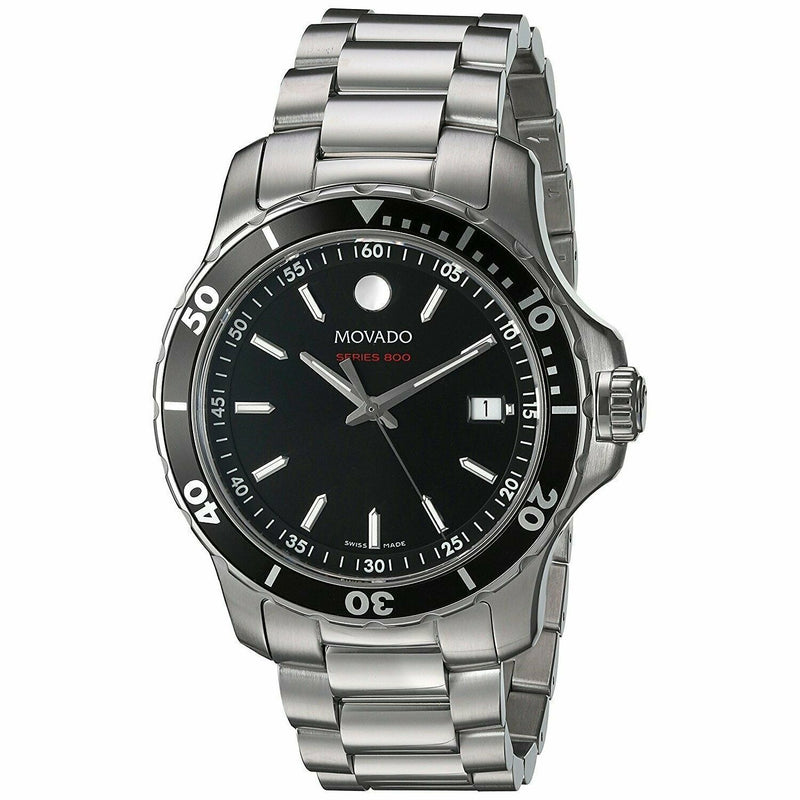 Shop Movado Series 800 Black Dial Silver Steel Strap Watch For Men - 2600135 in USA