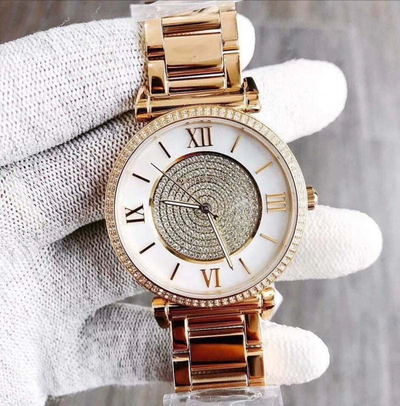 Michael Kors Catlin Mother of Pearl Dial Gold Steel Strap Watch for Women - MK3332 Buy Now By Michael Kors