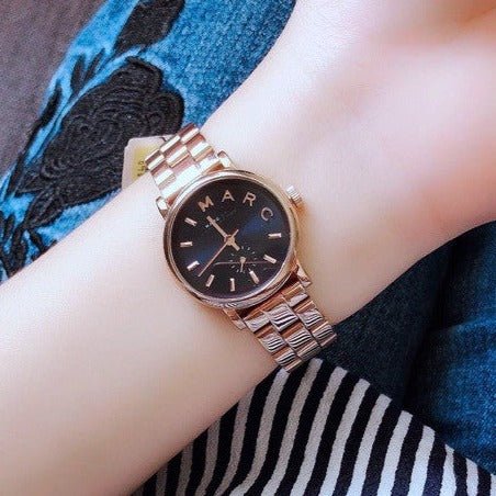 Marc Jacobs Baker Navy Blue Dial Rose Gold Steel Strap Watch for Women - MBM3332 Buy Now By Marc Jacobs