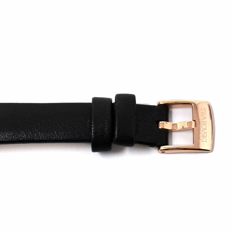 Shop Swarovski Crystal Flower Black Dial Black Leather Strap Watch for Women - 5552421 in USA