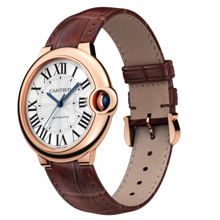 Cartier Ballon Bleu De Cartier White Dial Brown Leather Strap Watch for Women - WGBB0009