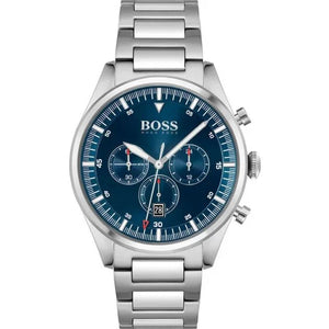 Hugo Boss Pioneer Chronograph Blue Dial Silver Steel Strap Watch for Men - 1513867